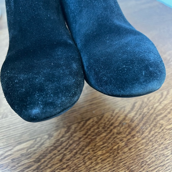 BODEN Black Suede Heeled Ankle Boots Booties Leather Pull On‎ Stretch 38 - Picture 3 of 9